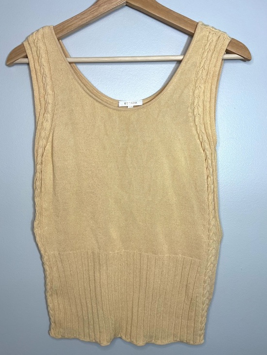 Escada Tops - Escada Butter Yellow Cable-Trim Knit Sleeveless Tank Top Womens 40 Medium (8-10)